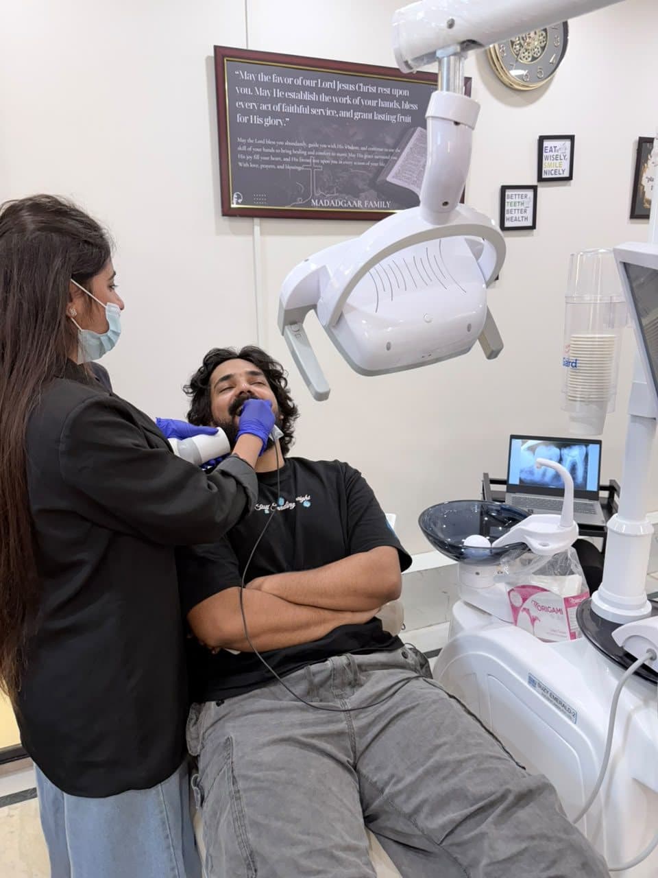 On the big screen — The intraoral camera puts your own teeth in front of you.