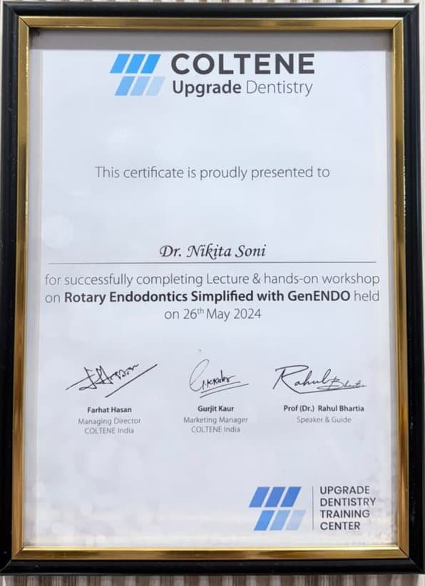 Certificate: Rotary Endodontics Simplified with GenENDO