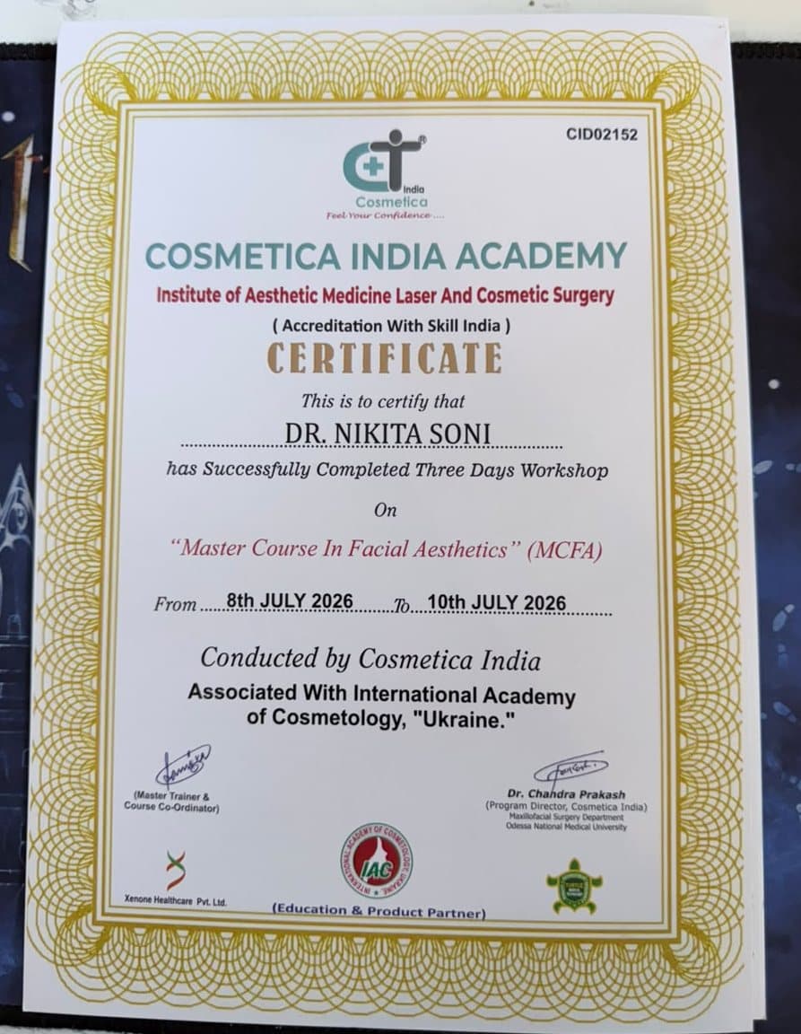 Certificate: Master Course in Facial Aesthetics (MCFA)
