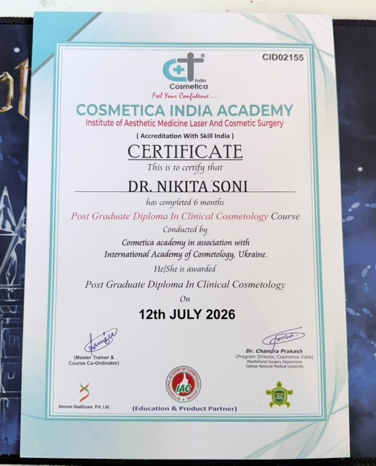 Certificate: Post Graduate Diploma in Clinical Cosmetology