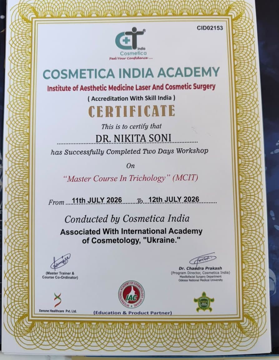 Certificate: Master Course in Trichology (MCIT)
