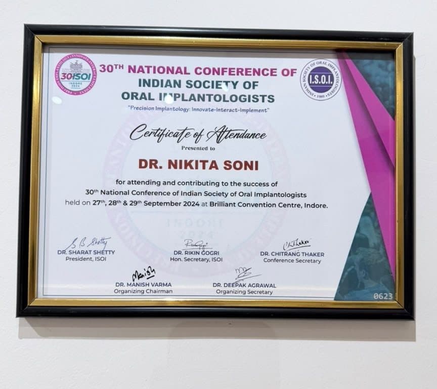 Certificate: 30th National Conference of the Indian Society of Oral Implantologists