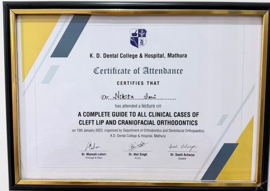 Certificate: A complete guide to clinical cases of cleft lip & craniofacial orthodontics